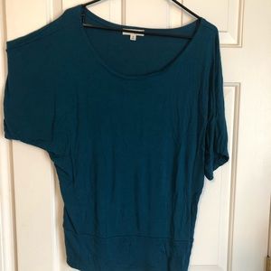 Zenana Dark Teal Bat Wing Top with Wide Banded Hem